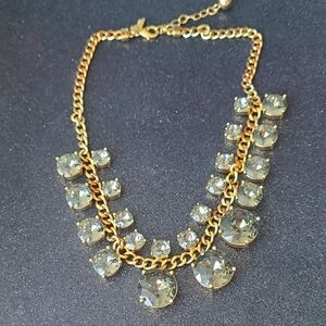 Kate Spade Gold tone Olive Green Crystal Court Necklace